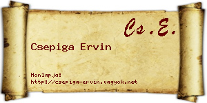 Csepiga Ervin névjegykártya